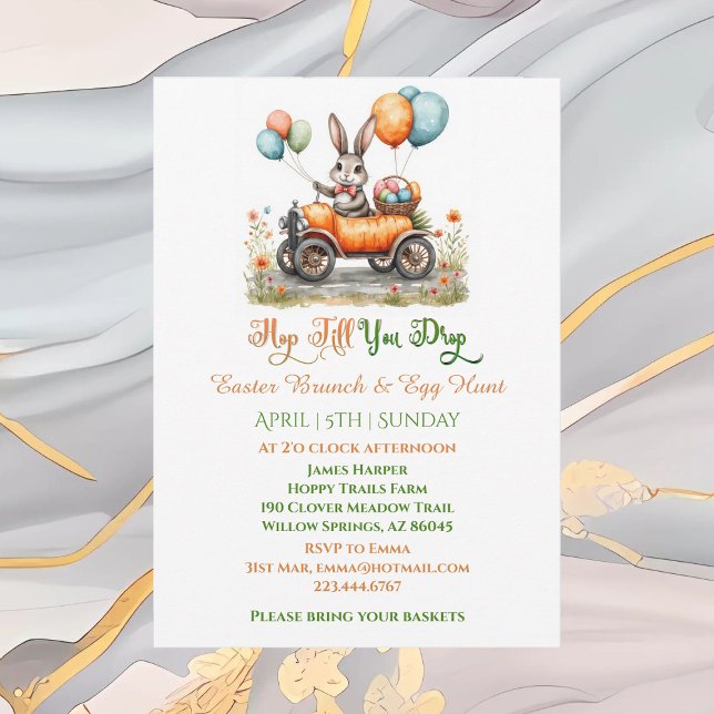 Easter Brunch & Egg Hunt | Spring Bunny Carrot Car Invitation (Easter Brunch & Egg Hunt | Spring Bunny Carrot Car Invitation)