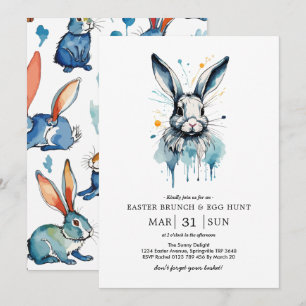 Easter Brunch & Egg Hunt Water colour Bunny Invitation