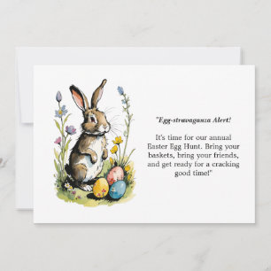 Easter Brunch & Egg Hunt   Wildflower Bunny Invitation
