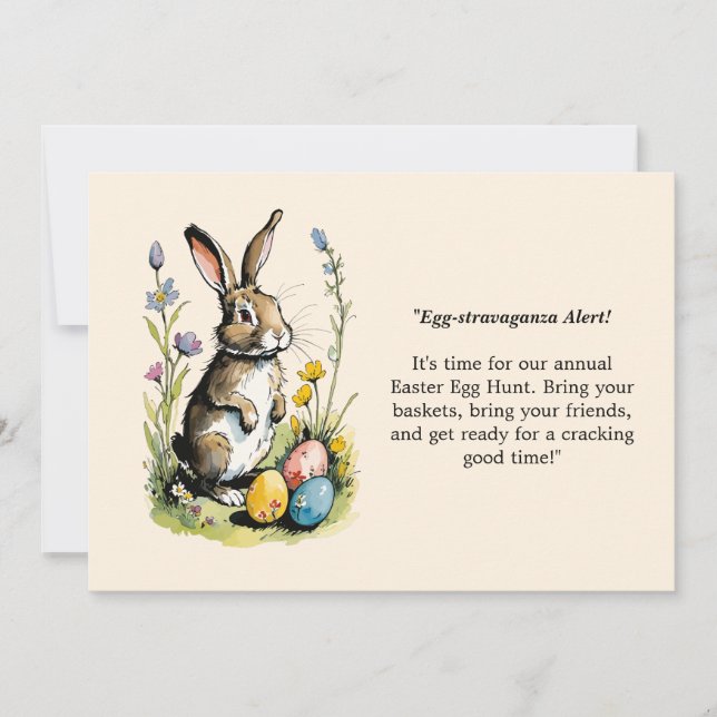 Easter Brunch & Egg Hunt | Wildflower Bunny Invitation (Front)