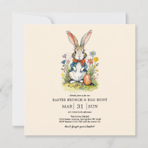 Easter Brunch & Egg Hunt   Wildflower Bunny Invitation