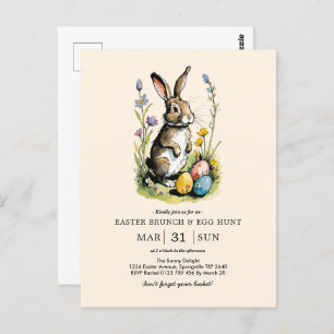 Easter Brunch & Egg Hunt   Wildflower Bunny Postcard