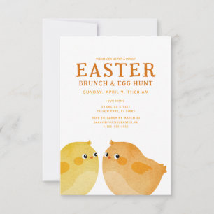 Easter Brunch & Egg Hunt with two little chickens Invitation