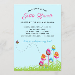 Easter Brunch Floral Eggs Modern Custom Invitation