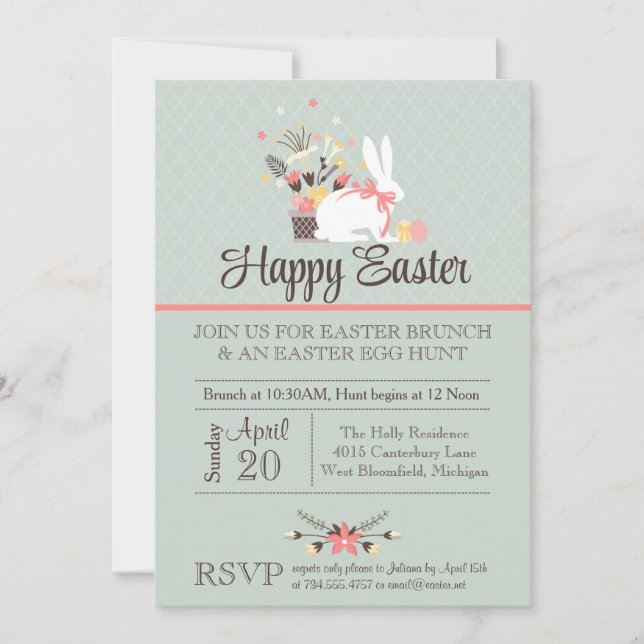 Easter Brunch Invitation, Easter Egg Hunt Invite (Front)