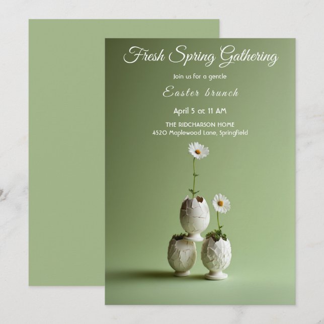 Easter Brunch Invitation | Minimal Spring Floral (Front/Back)