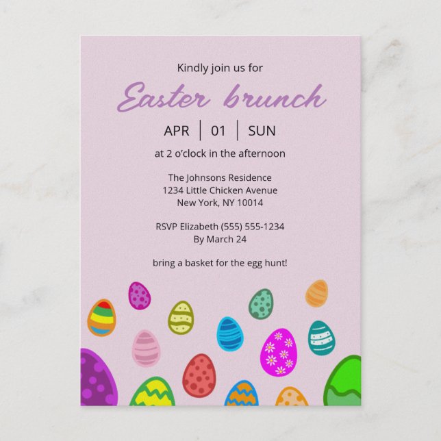Easter Brunch Invitation Postcard (Front)