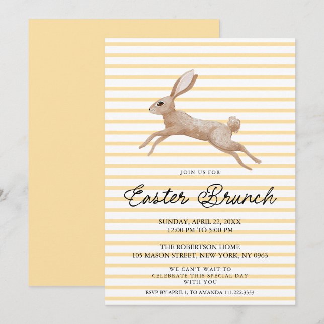 Easter Brunch Invitation with Vintage Rabbit (Front/Back)