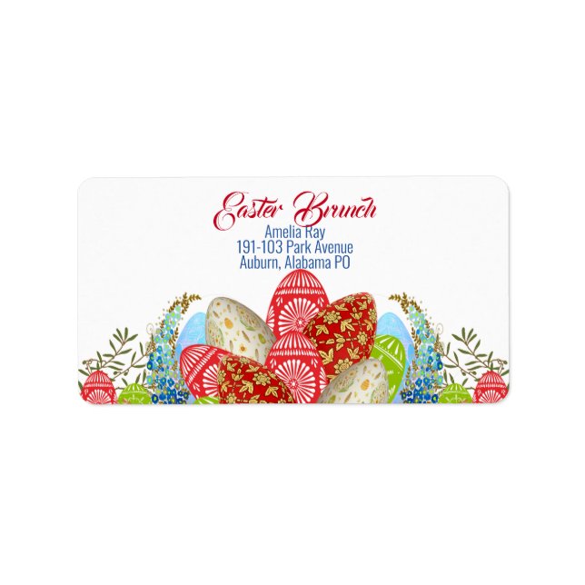 Easter Brunch Multicolor Egg Greenery Flora Custom Label (Front)