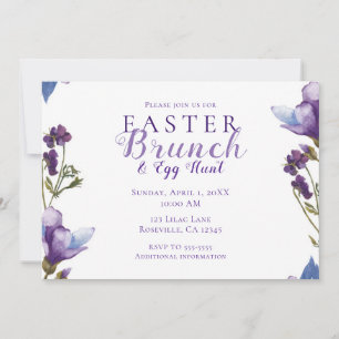 Easter Brunch Spring Flowers Purple Floral Modern Invitation