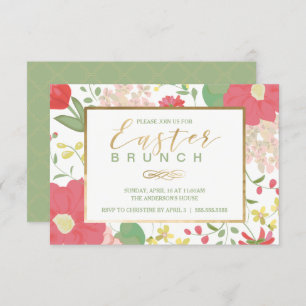 Easter Brunch, Spring Gold Floral Invitation