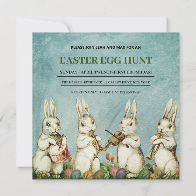Easter Brunch vintage, Egg Hunt Invitation (Front)