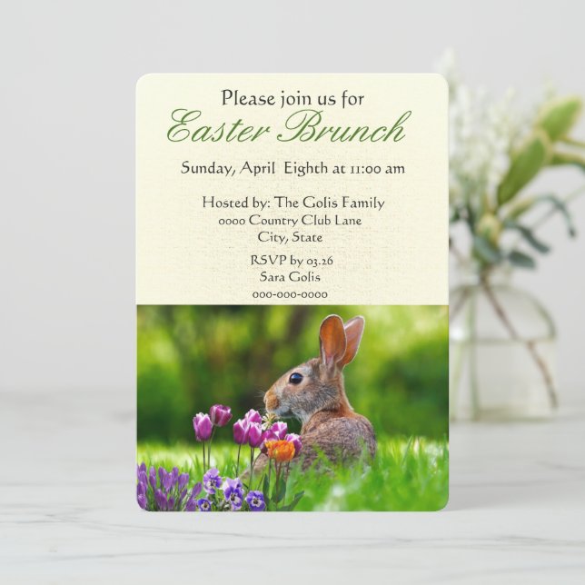 Easter Brunch with Wild Rabbit Holiday Invitation (Standing Front)