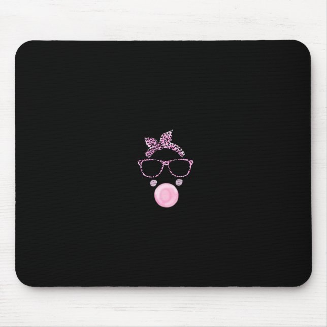 Easter Bubblegum Cute Bunny With Leopard Bandana A Mouse Pad (Front)