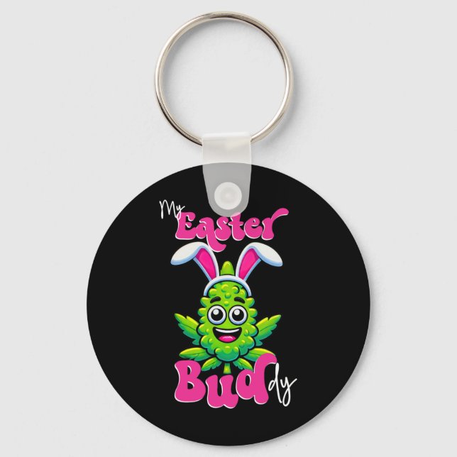 Easter Bud Funny Weed Smoking Flower Day  Keychain (Front)