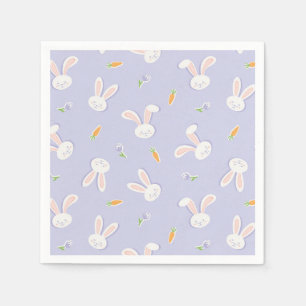 Easter Bunnies and Carrots Lavender Spring Napkin
