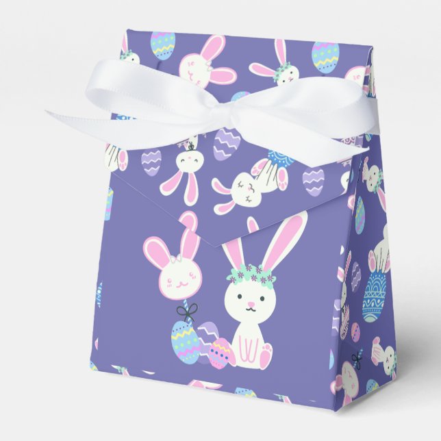 Easter Bunnies and Eggs Illustration Favor Box (Front Side)