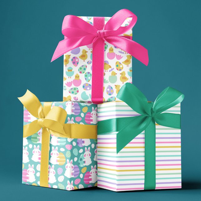 Easter Bunnies & Baby Chicks Cute Patterns Wrapping Paper Sheet (Creator Uploaded)