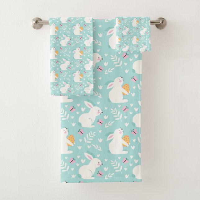 Easter Bunnies Bath Towel Set (Insitu)