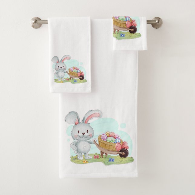 Easter Bunnies Bath Towel Set (Insitu)