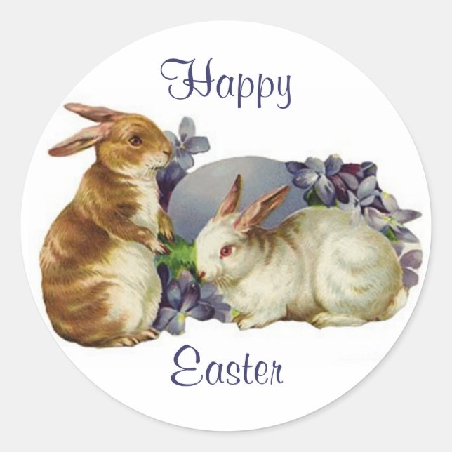 Easter Bunnies Classic Round Sticker (Front)