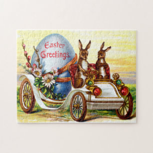 Easter Bunnies in Automobile Jigsaw Puzzle