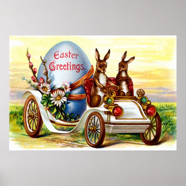 Easter Bunnies in Automobile Poster (Front)