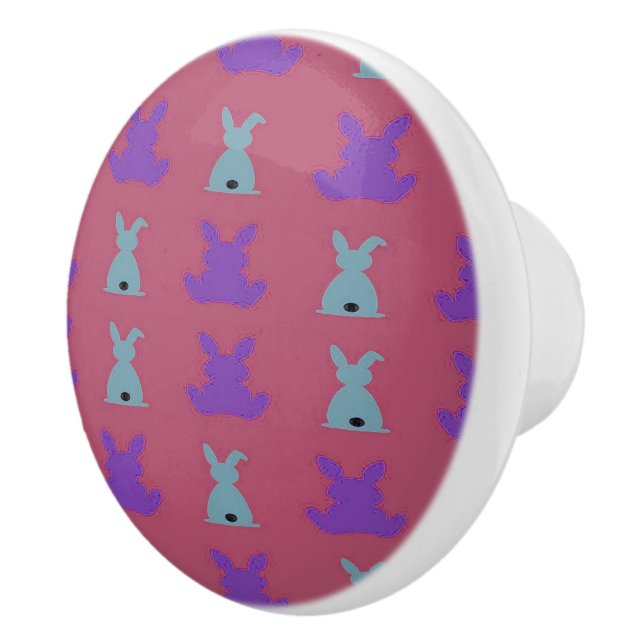 easter bunnies pattern ceramic knob (Right)