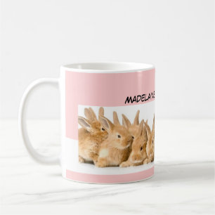 Easter Bunnies Pink Personalized Coffee Mug