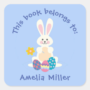 Easter Bunnies Spring Design Bookplate Sticker
