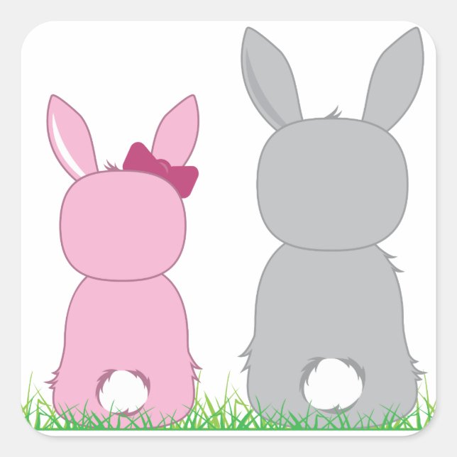Easter Bunnies Square Sticker (Front)