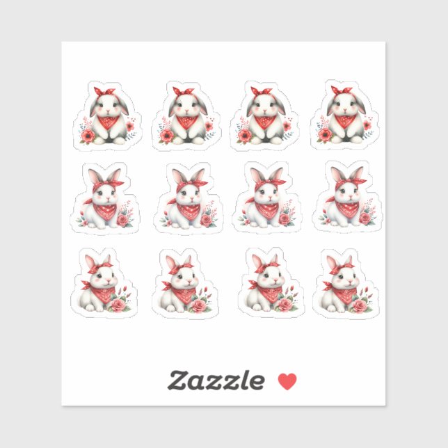 Easter Bunnies Wearing Red Bandanas (Sheet)