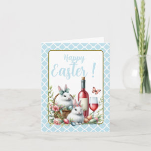 Easter Bunnies Wine With Editable Message Card