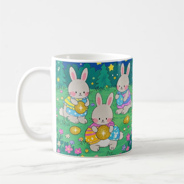 Easter Bunnies with Easter Eggs  Coffee Mug (Left)