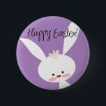 Easter Bunny 2 Inch Round Button<br><div class="desc">Nice Happy Easter design in a purple circle,  with a cute easter bunny.</div>