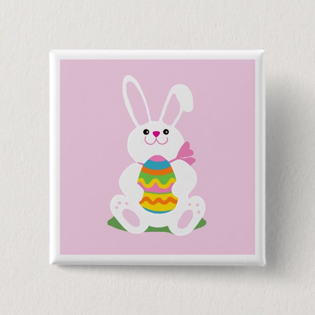 Easter Bunny 2 Inch Square Button (Front)