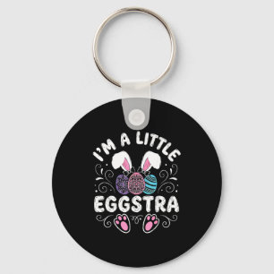 Easter bunny a little eggstra rabbit women kids keychain