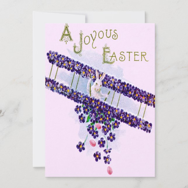 Easter Bunny Airplane Coloured Egg Invitation (Front)