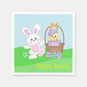 Easter Bunny And Baby Chick Napkin
