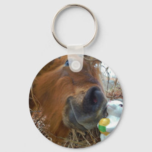 Easter Bunny and Brown horse Keychain