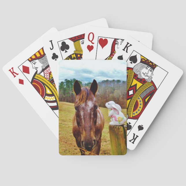 Easter Bunny and Brown horse Playing Cards (Back)