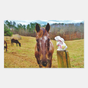 Easter Bunny and Brown horse Sticker