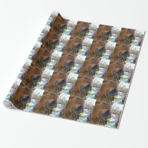 Easter Bunny and Brown horse Wrapping Paper