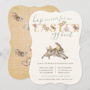 Easter Bunny and Butterfly Brunch and Egg Hunt Invitation