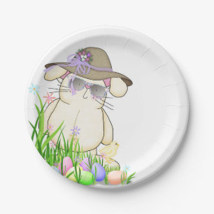 Easter bunny and chick paper plate