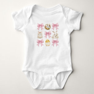 Easter Bunny and Chick Pastel Bow Baby Bodysuit