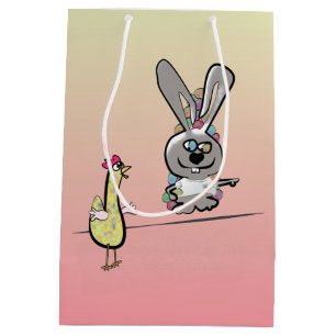 Easter Bunny and Chicken Cartoon Medium Gift Bag