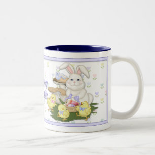 Easter Bunny and Chicks Two-Tone Coffee Mug