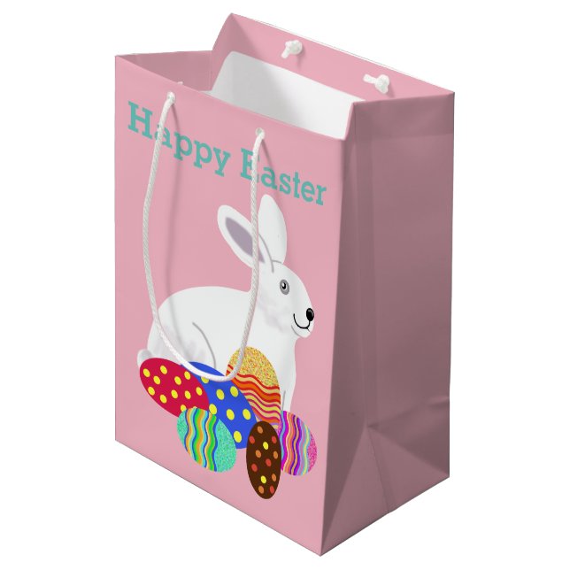 Easter Bunny and chocolate eggs Medium Gift Bag (Front Angled)