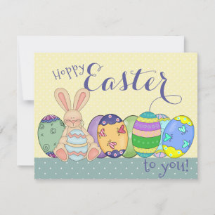 Easter Bunny And Coloured Eggs Card For Kids
